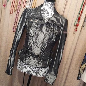 Peuterey Unlined Moto/Utility Jacket Silver/Grey IT 42